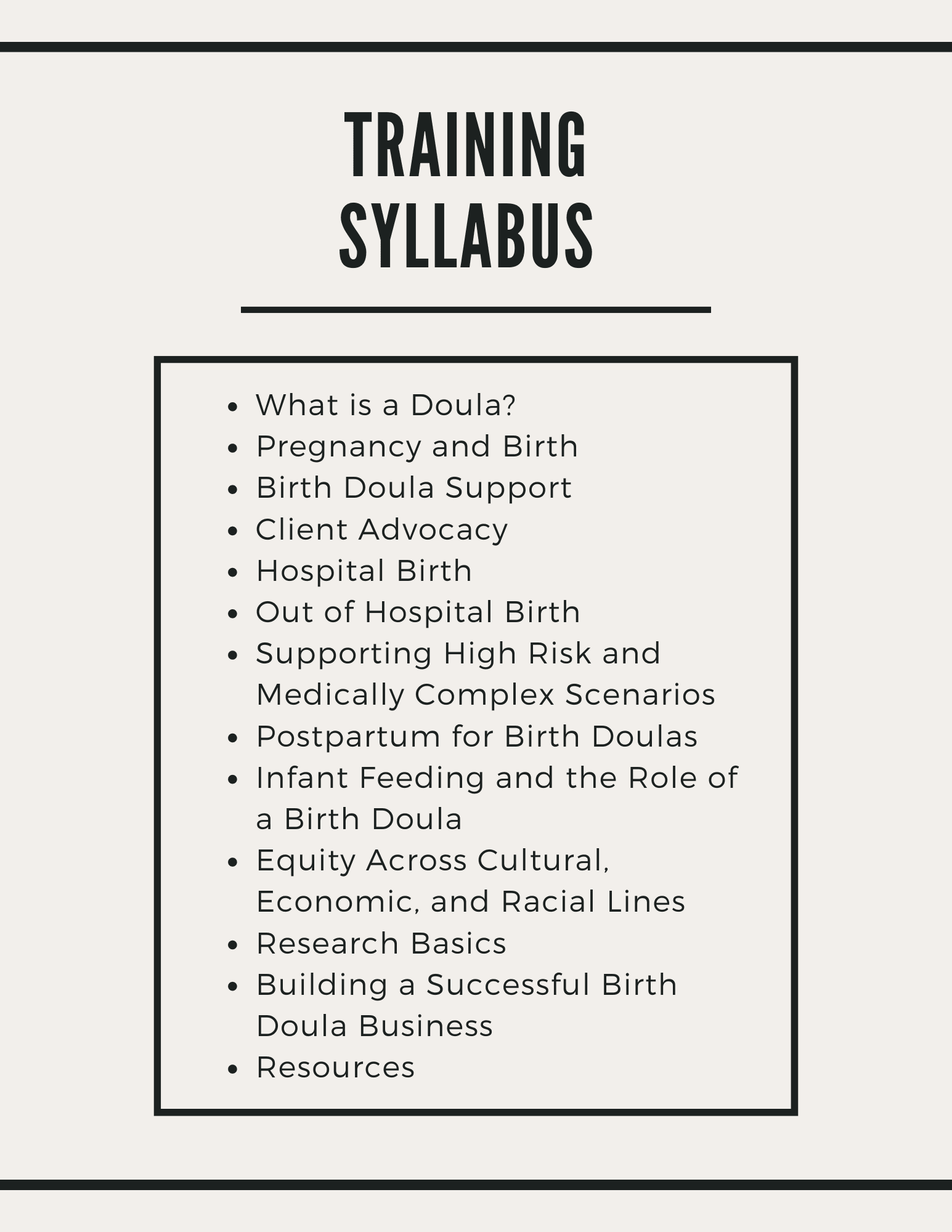 Training Syllabus